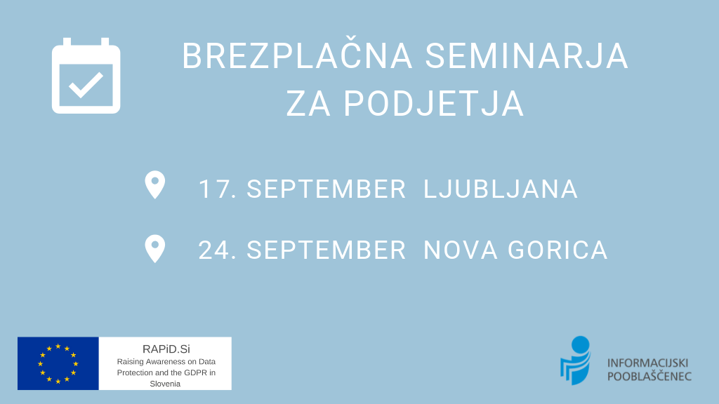 Napoved brezplačnega seminarja v Ljubljani (17. september) in Novi Gorici (24. september).
