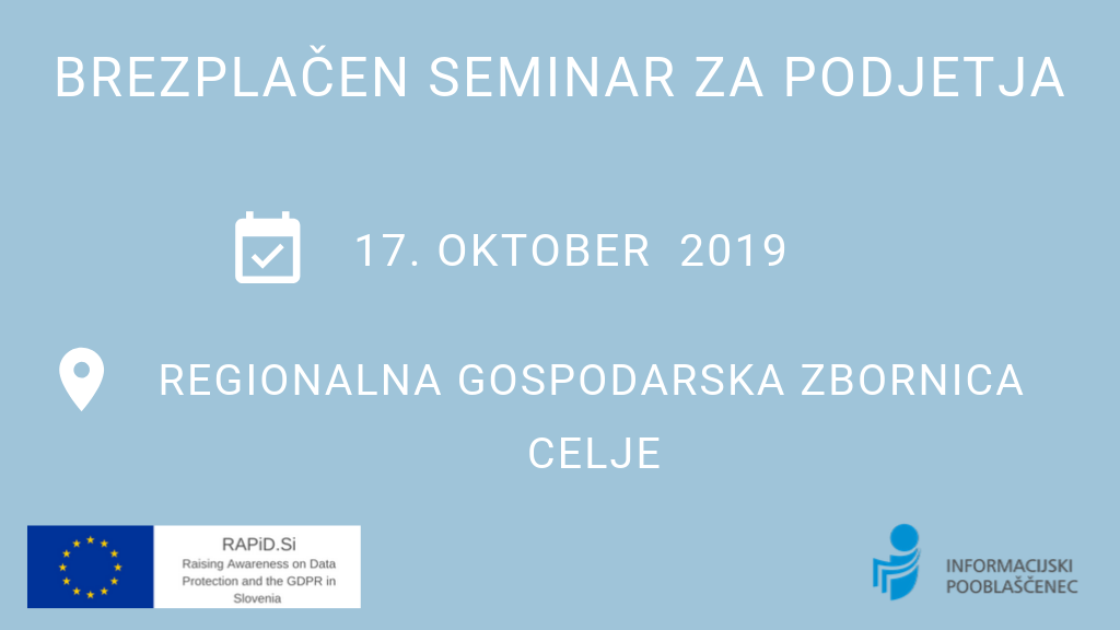 Napoved brezplačnega seminarja v Celju, 17. oktobra.
